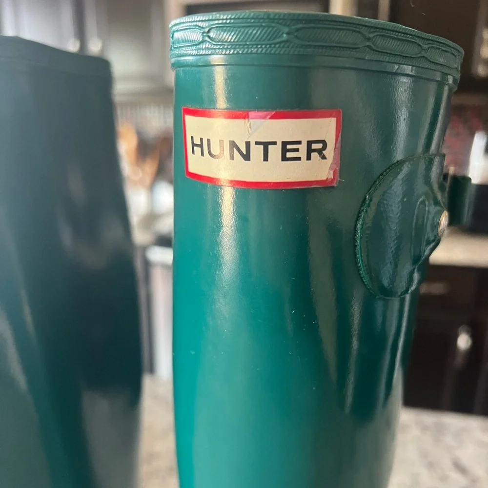 Hunter Original Tall Gloss Laguna Green Rain Boots - Picture 12 of 13